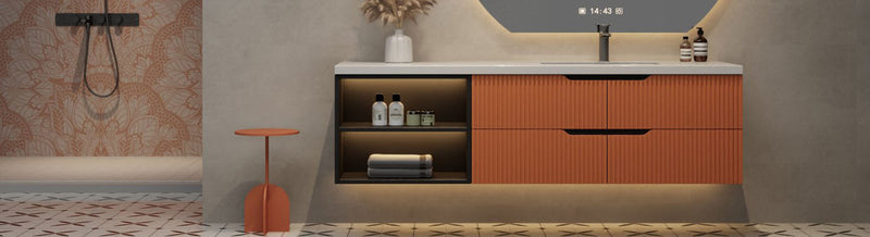 Fluted wall-hung bathroom vanity