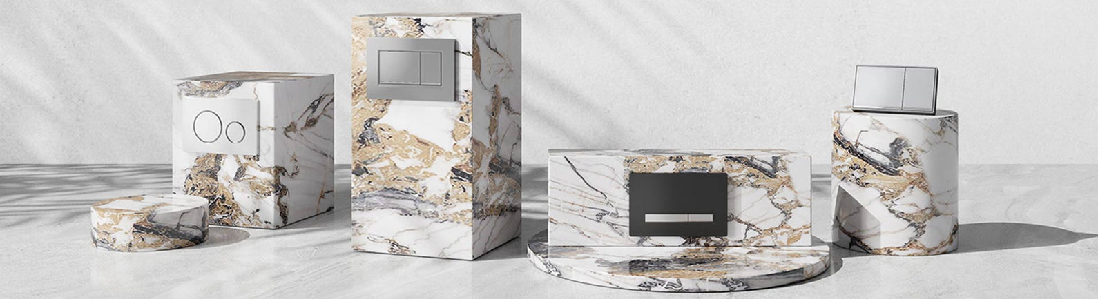 Decorative marble-style in-wall cistern buttons