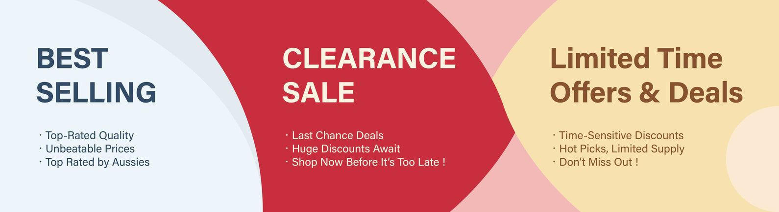 Promotional banner featuring Best Selling products, Clearance Sale deals, and Limited Time Offers – shop top-rated and discounted items now.