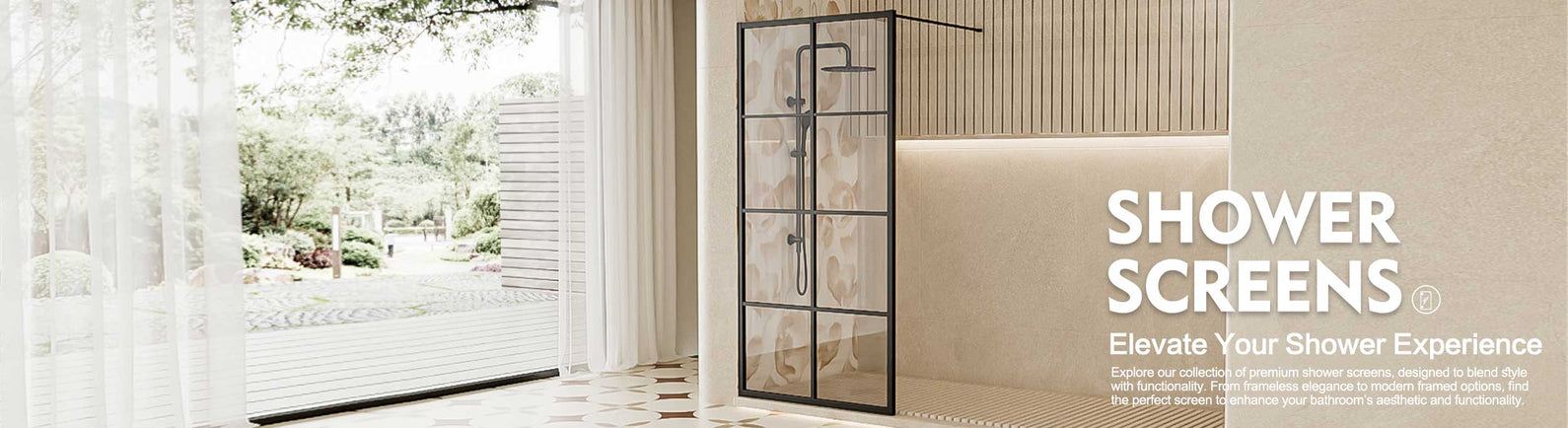 matt black framed single panel shower screen