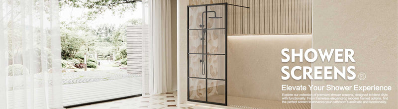 matt black framed single panel shower screen