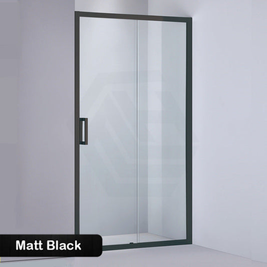 1040-1750X1900Mm Semi-Frameless Shower Screen Sliding Door Wall To Black Hardwares 6Mm Glass