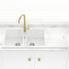 Granite Kitchen Sink Double Bowls Drainboard 1160mm White