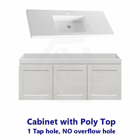 600-1500Mm Miami Wall Hung Bathroom Floating Vanity With Left / Right Drawers Matt White Shaker