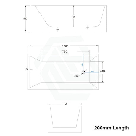 1200/1300/1400/1500/1600/1700mm Square Bathtub Multi Fit Corner Back To Wall Freestanding Acrylic