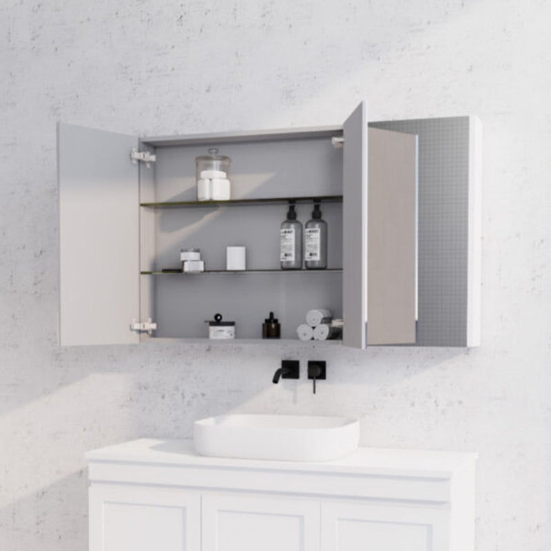 450/600/750/900/1200/1500mm Matt White Pvc Filmed Shaving Cabinet With Copper Free Mirror Wall Hung
