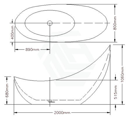 1490/1680/2000mm Posh Freestanding Bathtub Gloss White Acrylic No Overflow 2000mm