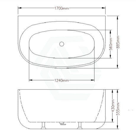 1490/1700mm Ethen Bathtub Back To Wall Gloss White No Overflow 1700mm
