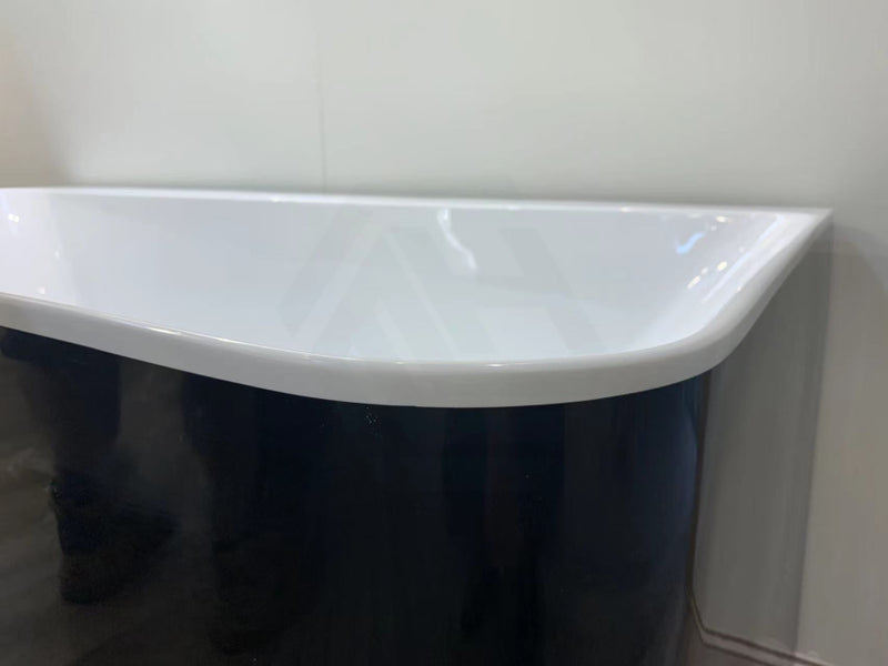 1500/1700Mm Bullion Ultra-Slim Bathtub Back To Wall Gloss White And Black No Overflow