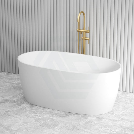 1500/1700Mm Delta Riva-Slim Bathtub Oval Freestanding Matt White Acrylic No Overflow Bathtubs