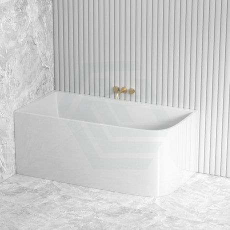 1500/1700mm Ellie Bathtub Left Corner Back Acrylic Gloss White No Overflow Bathtubs