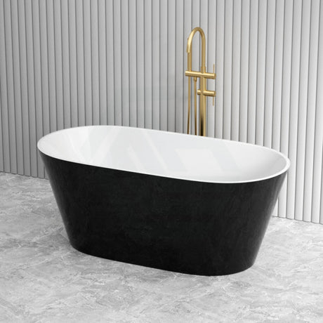 1500/1700mm Ovia Oval Bathtub Freestanding Acrylic Gloss Black And White No Overflow Multi-Colour