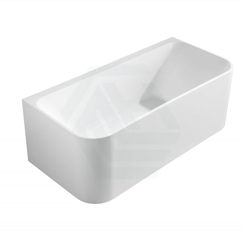 1500/1700Mm Ultra-Slim Bathtub Back To Wall Gloss White Acrylic No Overflow