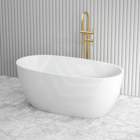 1500X750X590mm Stella Oval Bathtub Freestanding Acrylic Gloss White No Overflow Bathtubs