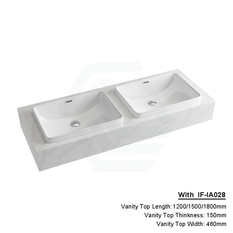 150Mm Dolce Tree Stone Top Calacatta Quartz With Inset Basin 1200X460Mm Double Bowls / If-Ia028