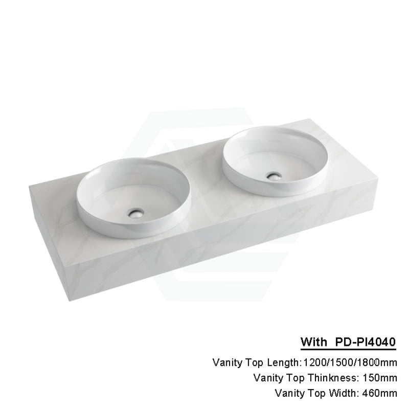 150Mm Dolce Tree Stone Top Calacatta Quartz With Inset Basin 1200X460Mm Double Bowls / Pd-Pi4040