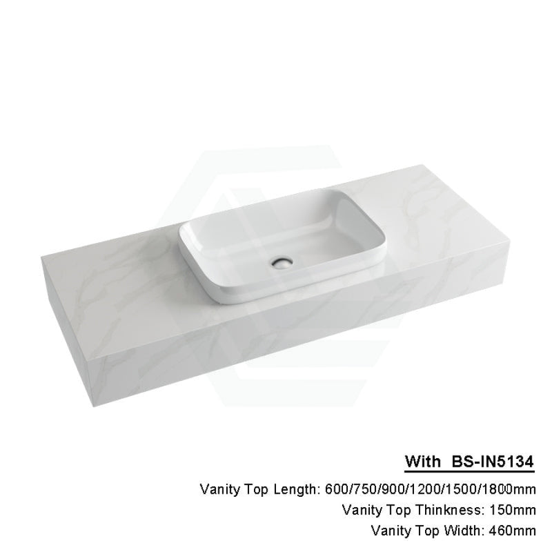 150Mm Dolce Tree Stone Top Calacatta Quartz With Inset Basin 600X460Mm / Bs-In5134 (530X370Mm)