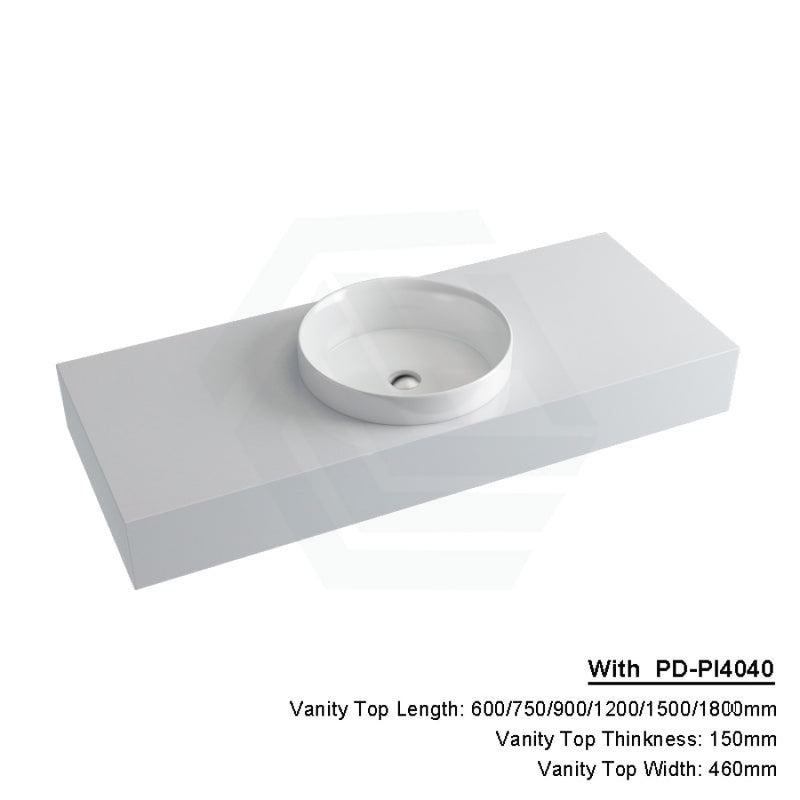 150Mm Gloss Silk White Stone Top Quartz With Inset Basin 1200X460Mm Single Bowl / Pd-Pi4040 (400Mm