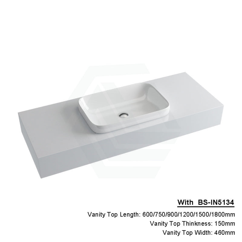 150Mm Gloss Silk White Stone Top Quartz With Inset Basin 600X460Mm / Bs-In5134 (530X370Mm) Vanity