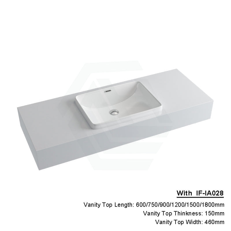 150Mm Gloss Silk White Stone Top Quartz With Inset Basin 600X460Mm / If-Ia028 (450X330Mm) Vanity