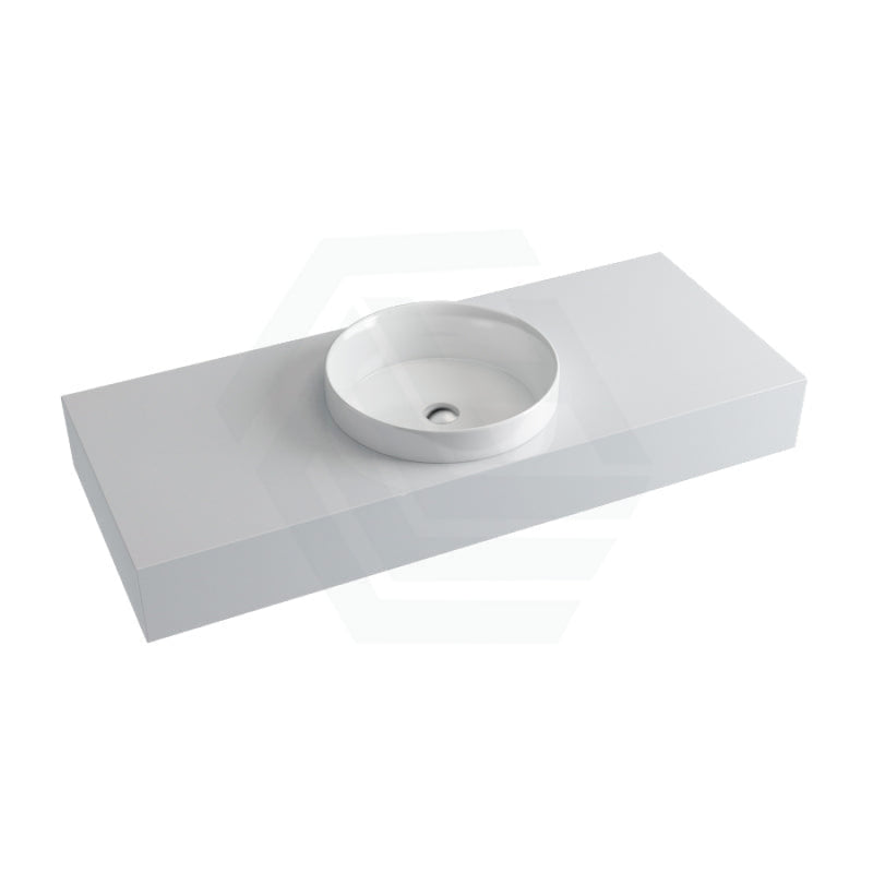 150Mm Gloss Silk White Stone Top Quartz With Inset Basin Vanity Tops