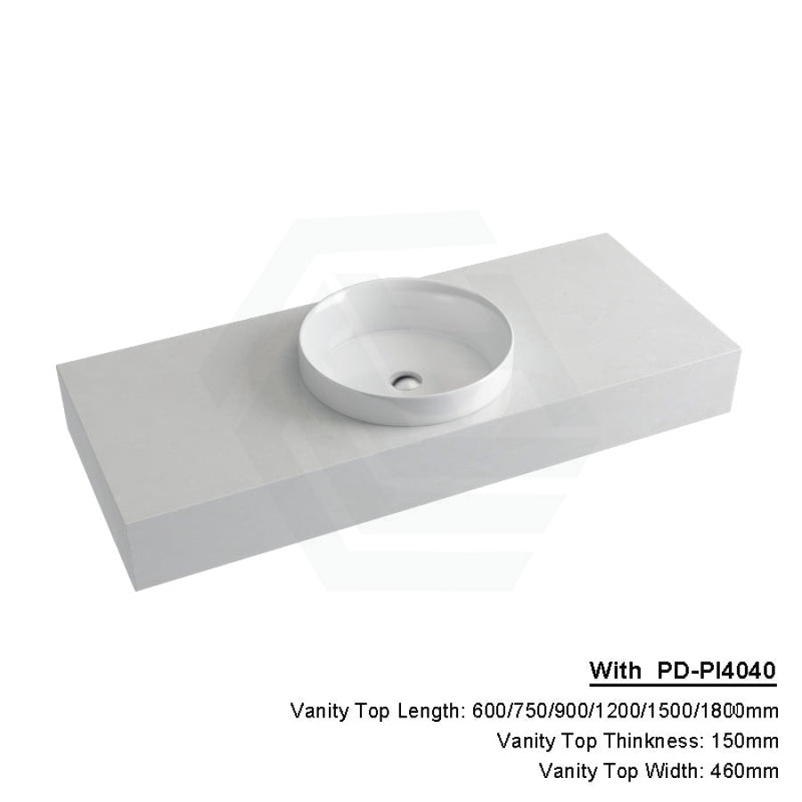 150Mm Gloss White Canvas Stone Top Quartz With Inset Basin 1200X460Mm Single Bowl / Pd-Pi4040 400Mm