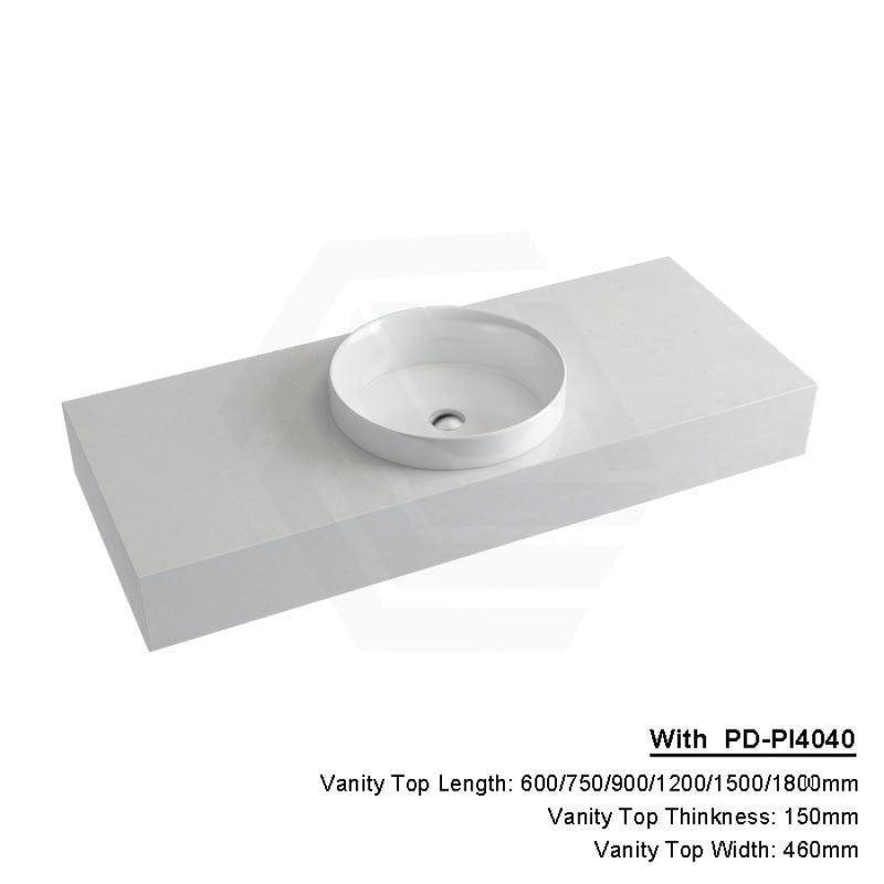 150Mm Gloss White Canvas Stone Top Quartz With Inset Basin 1200X460Mm Single Bowl / Pd-Pi4040 (400Mm