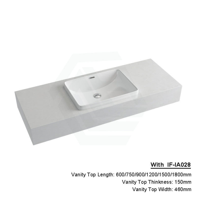 150Mm Gloss White Canvas Stone Top Quartz With Inset Basin 600X460Mm / If-Ia028 (450X330Mm) Vanity