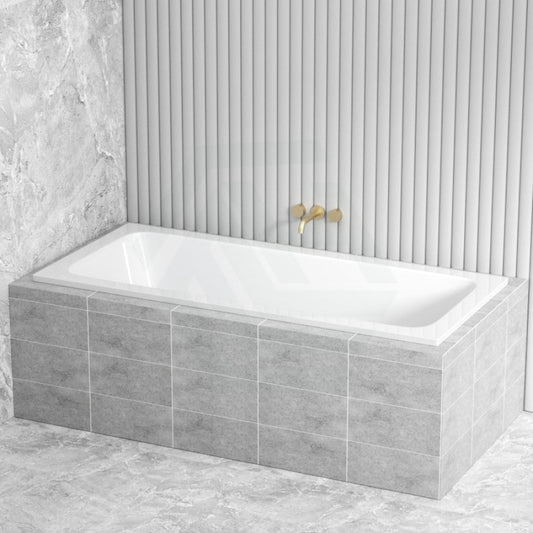 1675/1750Mm Oliveri Munich Island Square Drop In Bathtub Acrylic Gloss White Built Shower Bath