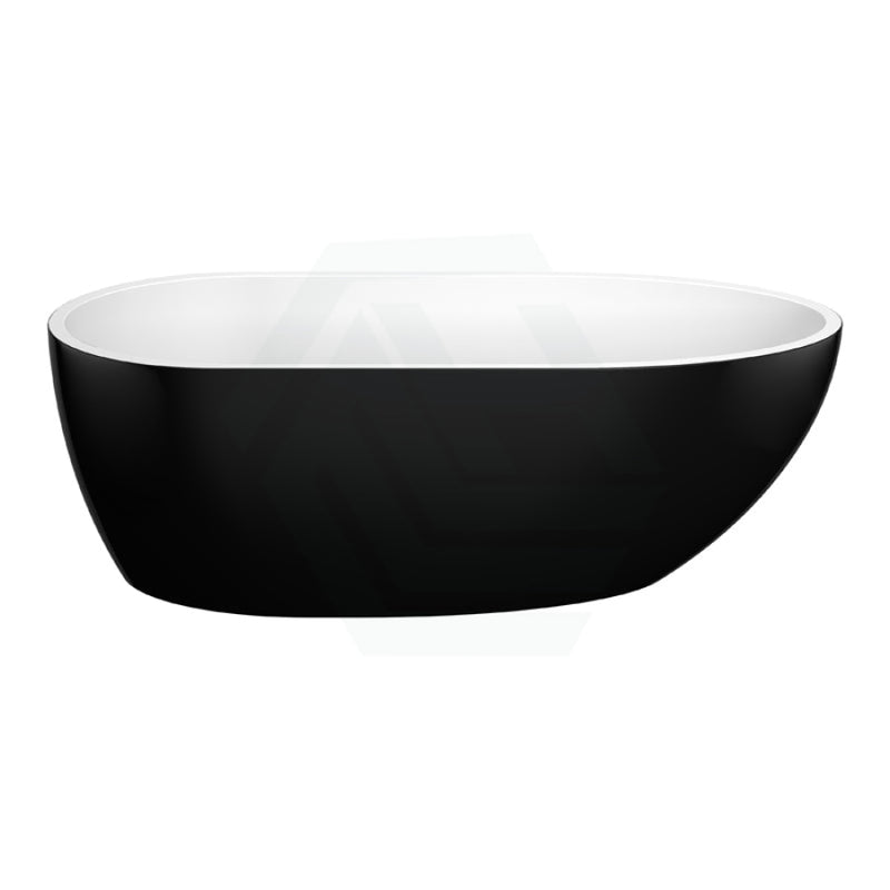 1690X775X585Mm Veda Freestanding Acrylic Gloss Black & White Bathtub Slim Edge No Overflow