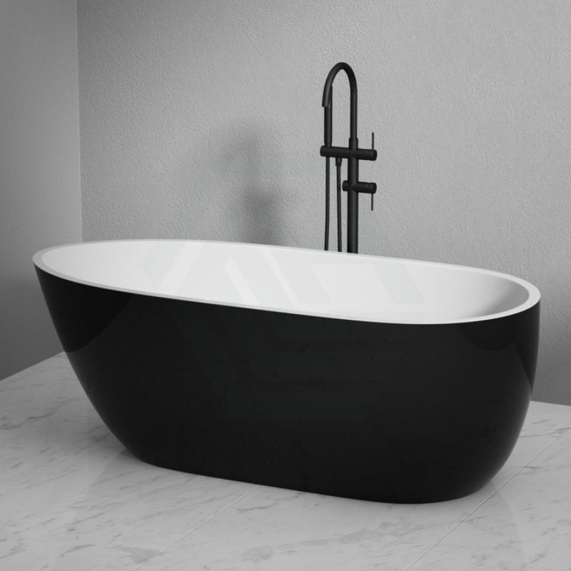 1690mm Bathtub Freestanding Acrylic Black & White Slim Edge Lucite Finishing
