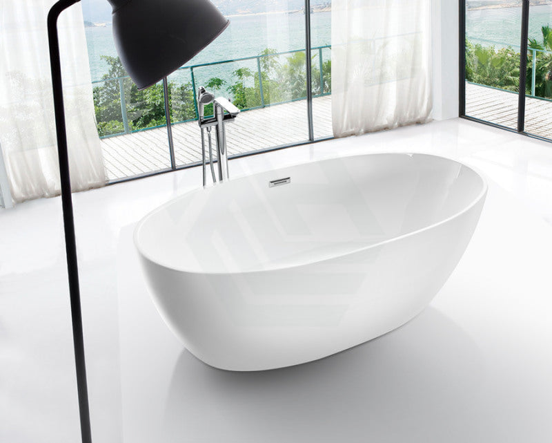 1700X800X580Mm Fanta Oval Bathtub Freestanding Acrylic Gloss White Overflow
