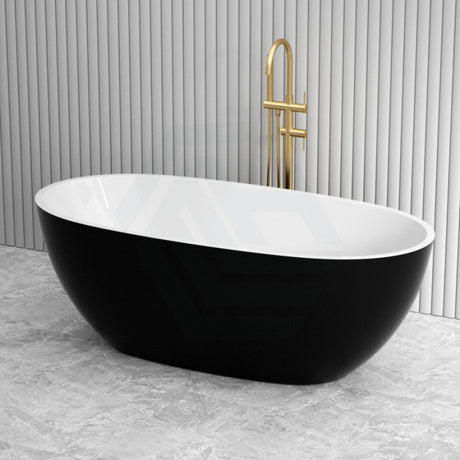 1700X810X590mm Stella Oval Bathtub Freestanding Acrylic Matt Black & White No Overflow Multi-Colour