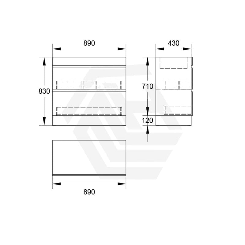 2-Drawer 600/750/900/1200Mm Freestanding Bathroom Vanity Kickboard Single Multi-Colour Cabinet Only