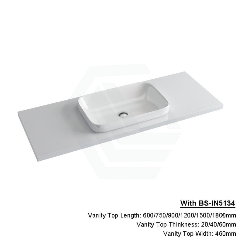 20/40/60Mm Gloss Silk White Stone Top Quartz With Inset Basin 600X460Mm / 20Mm Bs-In5134 (530X370Mm)