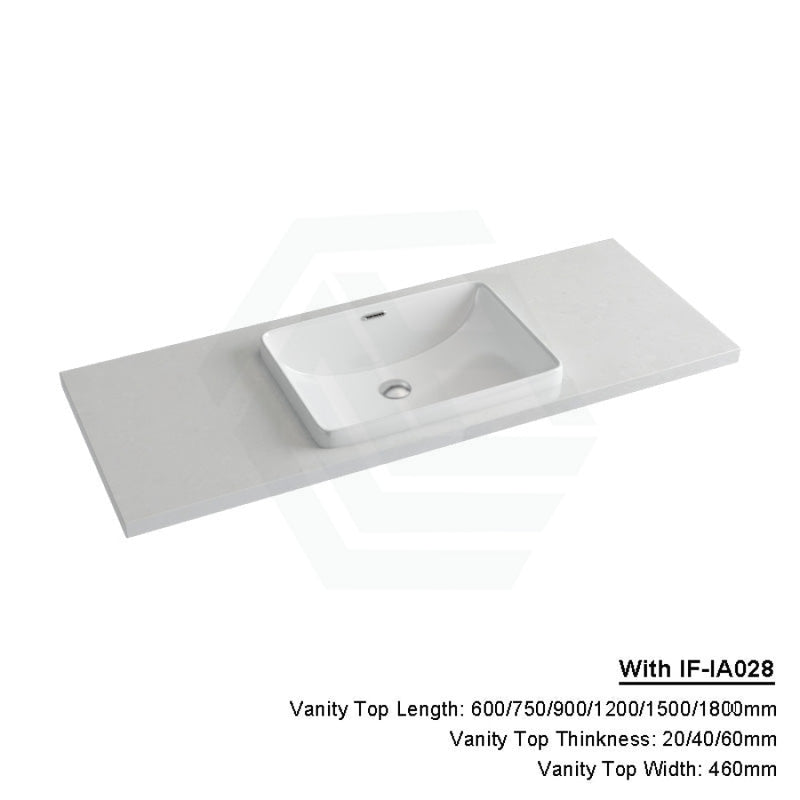 20/40/60Mm Gloss White Canvas Stone Top Quartz With Inset Basin 600X460Mm / 20Mm If-Ia028