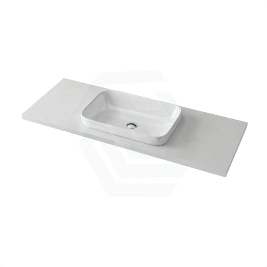 20/40/60Mm Gloss White Canvas Stone Top Quartz With Inset Basin Vanity Tops