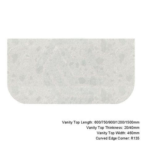 20/40Mm Curved Edge Stone Top For Above Counter Basins Gloss White Canvas 600-1500Mm 600Mm X 460Mm