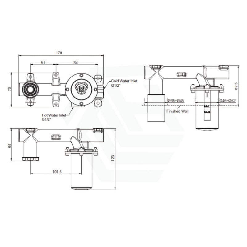 Kohler Components™ Brushed Nickel Wall Mount Pin Lever Mixer With Ribbon Basin Spout Bath/Basin
