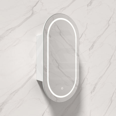450X900X150Mm Ceto Olivia Matt White Oval Led Shaving Cabinet Frontlit Cabinets