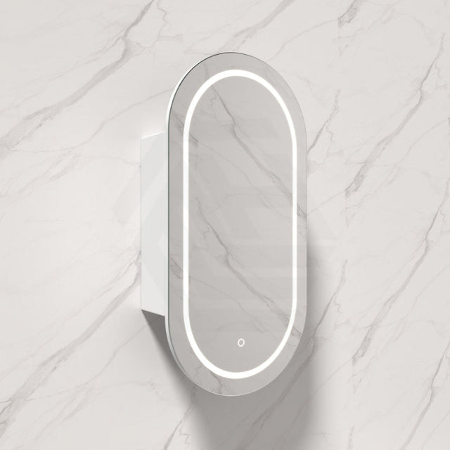 450X900X150Mm Ceto Olivia Matt White Oval Led Shaving Cabinet Frontlit Cabinets
