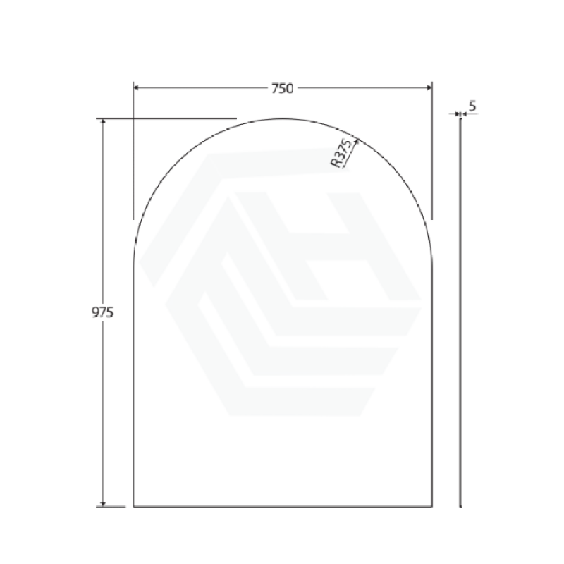 500/600/750/800mm Bathroom Mirror Pencil Edge Arch Wall Mounted