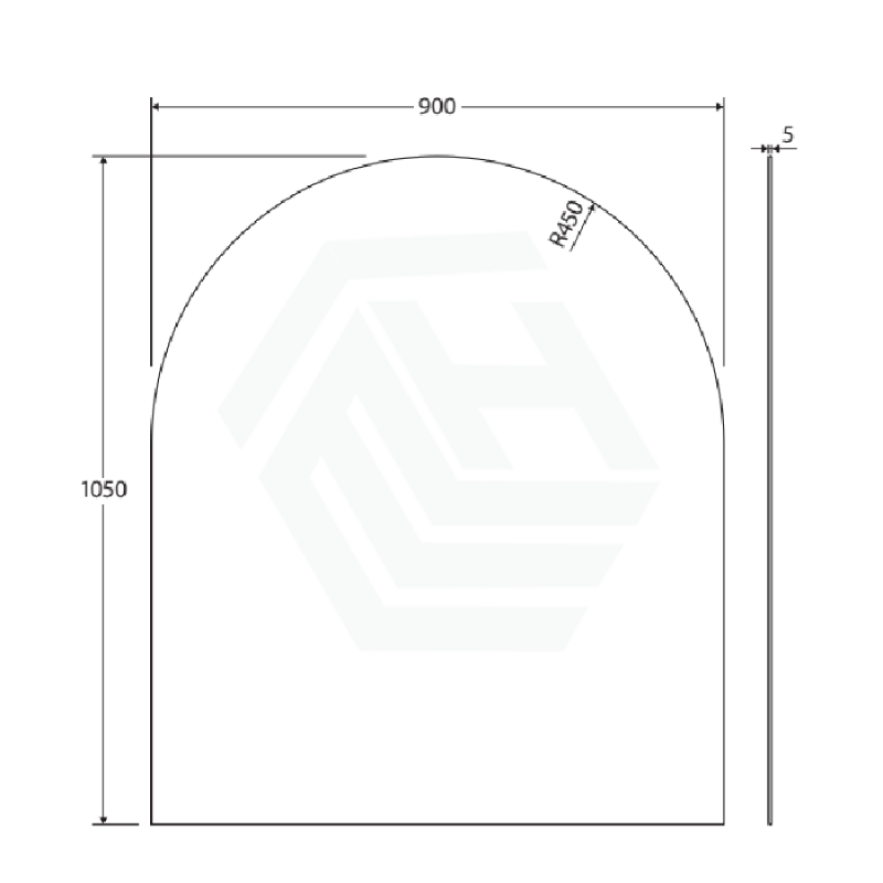 500/600/750/800mm Bathroom Mirror Pencil Edge Arch Wall Mounted