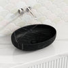 520X395X130Mm Bathroom Wash Basin Oval Above Counter Matt Black Marble Surface Ceramic Basins