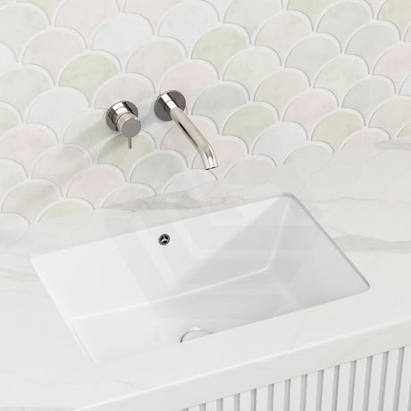 530X340X170Mm Rectangle Gloss White Undermount Basin Ceramic Under Counter Basins