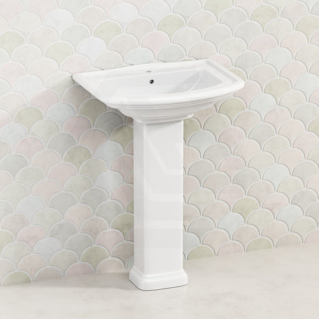 560X420X840Mm Rak Washington Pedestal Basin In Gloss White Freestanding 1 Or 3 Tap Holes Available