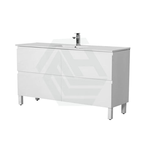 600-1500Mm Bathroom Freestanding Vanity With Legs Gloss White Polyurethane Pvc Cabinet Only