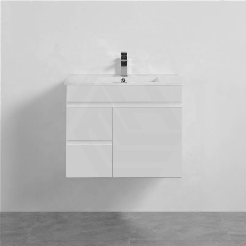 600-1500Mm Bathroom Premium Pvc Floating Vanity Wall Hung White Cabinet 750Mm-Left Drawers / With