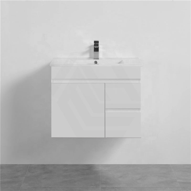 600-1500Mm Bathroom Premium Pvc Floating Vanity Wall Hung White Cabinet 750Mm-Right Drawers / With