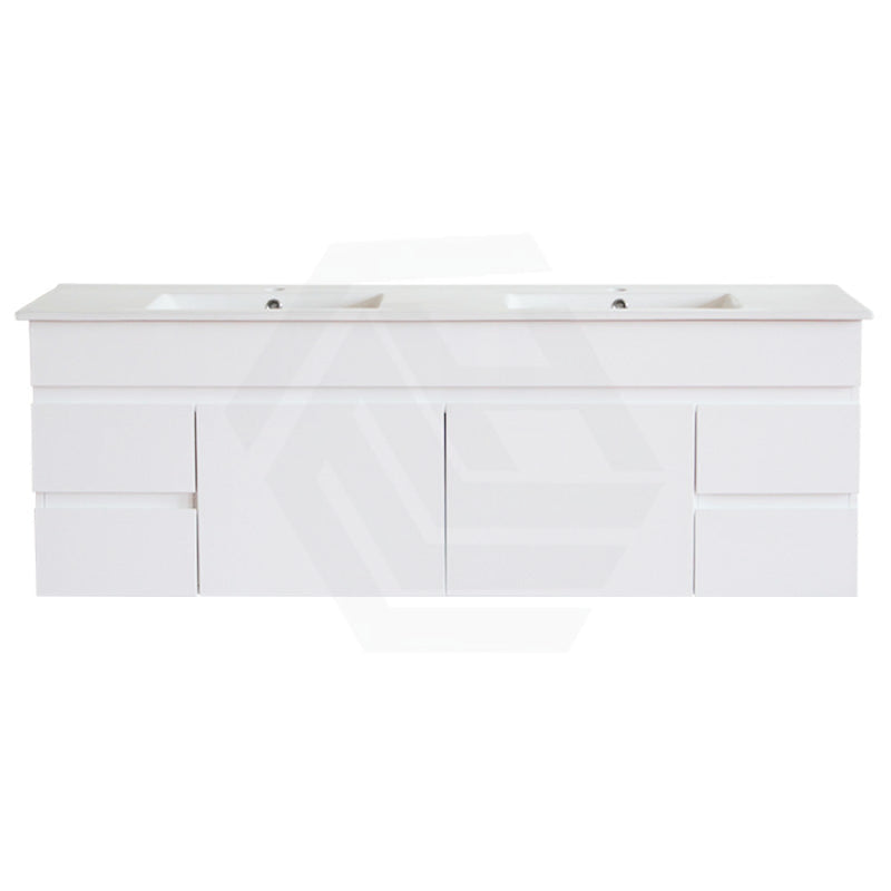 600-1500Mm Bathroom Premium Pvc Floating Vanity Wall Hung White Cabinet 1500Mm Double Bowls / With
